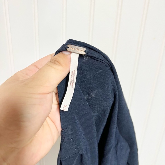 Free People City Lights Navy Blue Tank Top Medium M - Picture 8 of 9